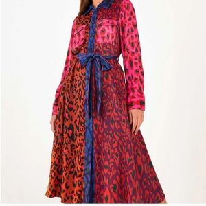 Farm rio mixed leopard pop midi dress without belt